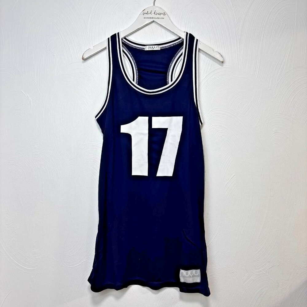 New NUYU University of Michigan Wolverines Blue Racerback Jersey Dress Womens S